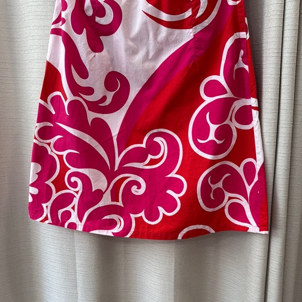 H&M 100 % Cotton Pink Orange Halter Sundress Size 14 - Picture 3 of 11